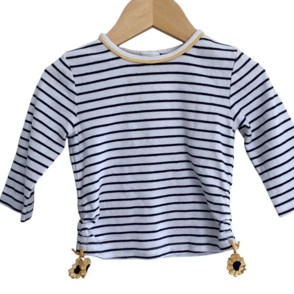 Vintage Gymboree Striped Shirt stripes with Sunflower Ties - 6-12M